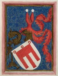 Wappen Hugos von Montfort in der Handschrift Cod. Pal. germ. 329 Hugo von Montfort: Lieder, Briefe und Reden, Steiermark, 1414/1
